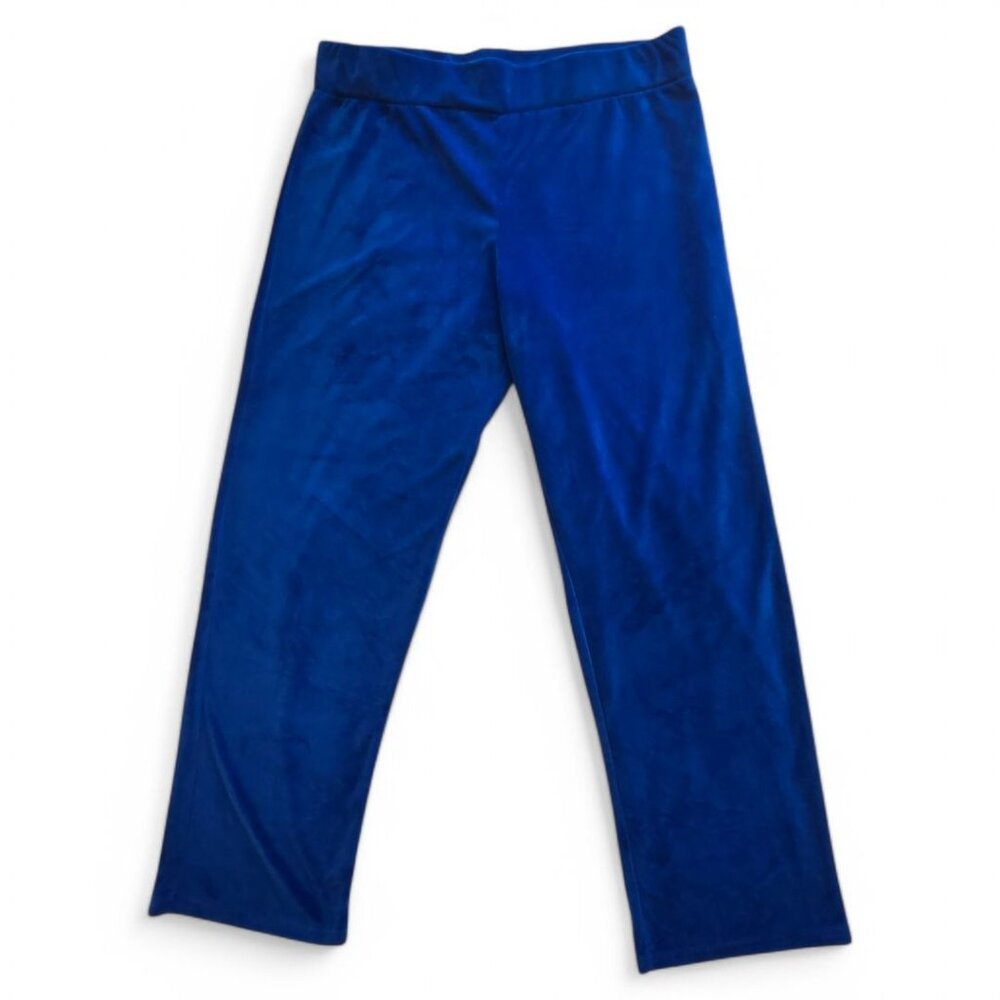 Danskin Now Womens Loose Fit Velour Royal Blue Lounge Pants M (8-10)